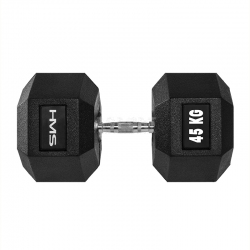 Gumowana hantla sześciokątna HEX PRO 45kg HMS